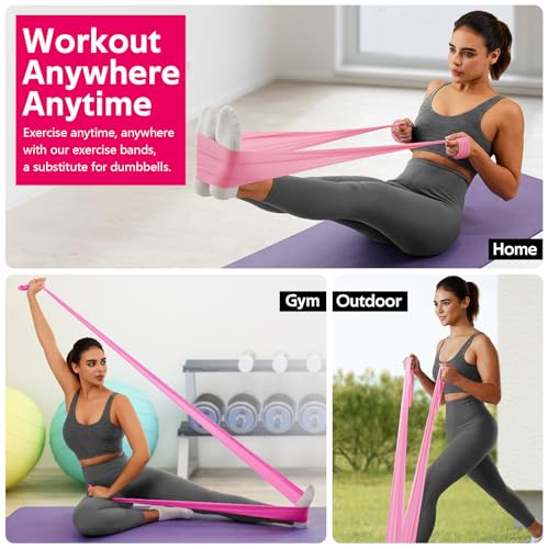 5FT Resistance Bands Set for Exercise - Pink Stretch Bands