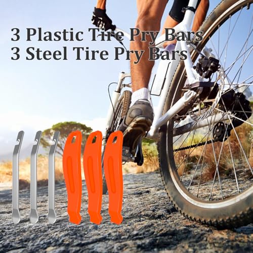 Bike Tire Levers Set - 6 Pcs Stainless Steel & Plastic Tools