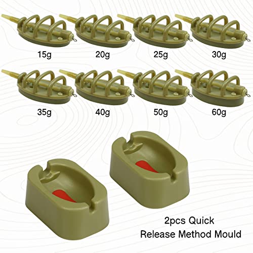 11PCS Carp Fishing Set with Inline Method Feeder and Rubber Mould Accessories