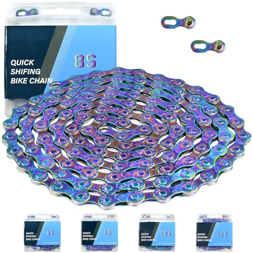RainFlowwer Rainbow 8-Speed Bike Chain 116 Links 1/2x3/32 for MTB Road (Variation: 8 Speed Chain)