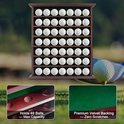 Mahogany Golf Ball Display Case Wall Mounted for 49 Balls – Hodeframe