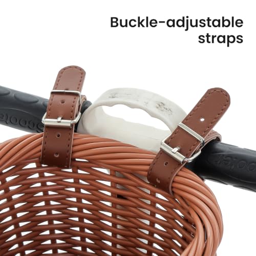 Kids Bicycle Basket - Woven Wicker Handlebar Basket - Brown