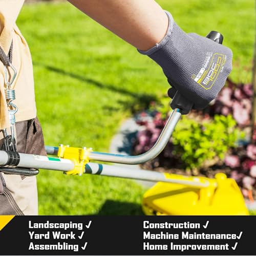 COOLJOB 12 Pairs Nitrile Rubber Coated Nylon Safety Work Gloves Pack Bulk, Dotted for Non-Slip Grip, Breathable Soft Seamless Knit Nitrile Dipped Gloves for Warehouse, Home Improvement, Yard, Large