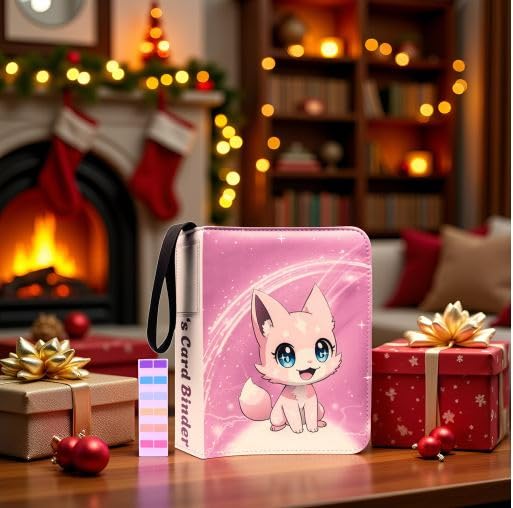 Copperloom Pink Sakura 4-Pocket Trading Card Binder with Name Tag & Tab Stickers