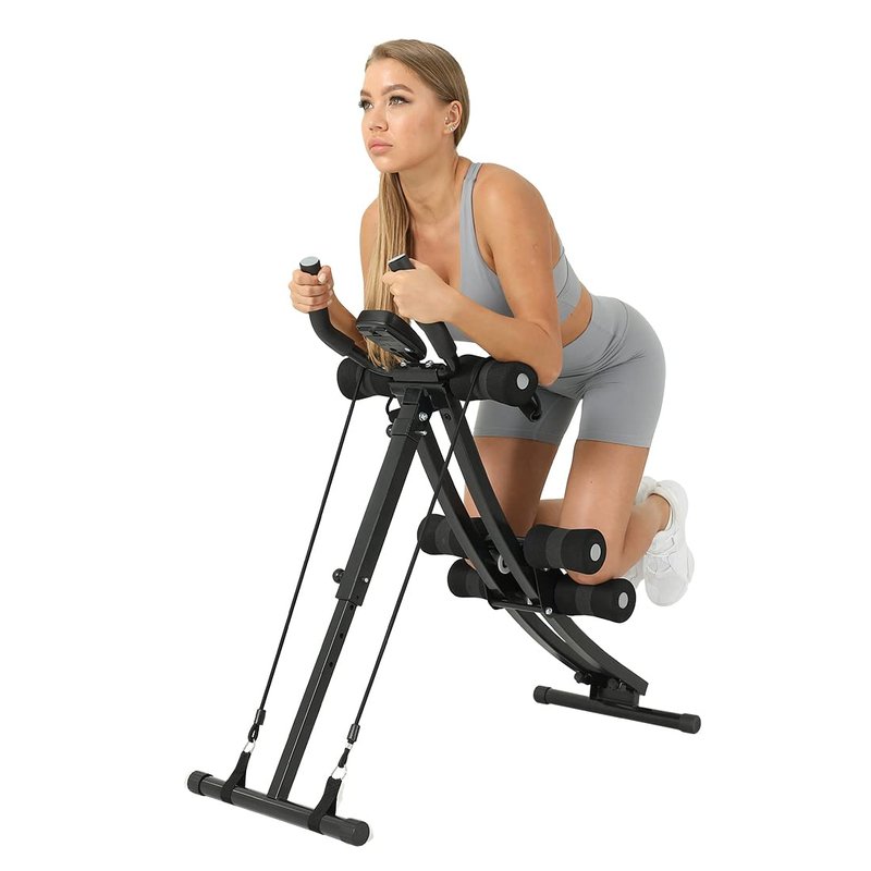 WINBOX AB Workout Equipment, Height Adjustable Ab Machine for Abdominal Exercise and Strength Training, Home Gym Machine With Resistance Bands（Grey）
