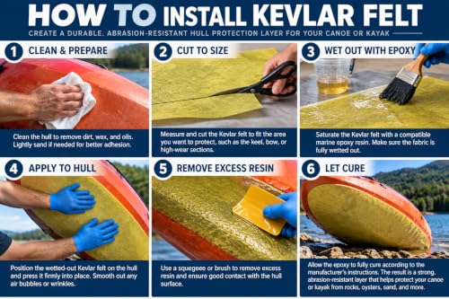 Kevlar Boat Bottom Protection Felt 1 yd x 36x40 in — Abrasion-Resistant Kayak/Canoe Pad 3.5 oz