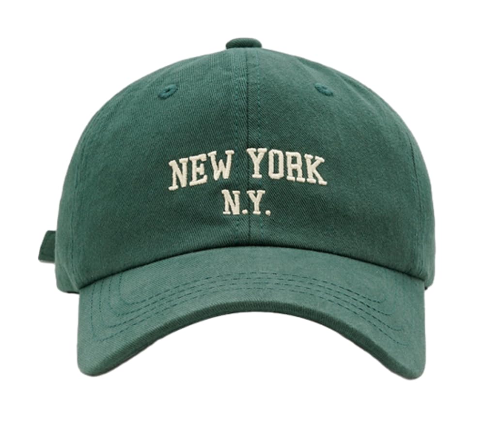 Top Baseball Caps for Women-Men Outdoor Baseball Hats New York Golf Sports Hat Curved-Brim UV Protection Green