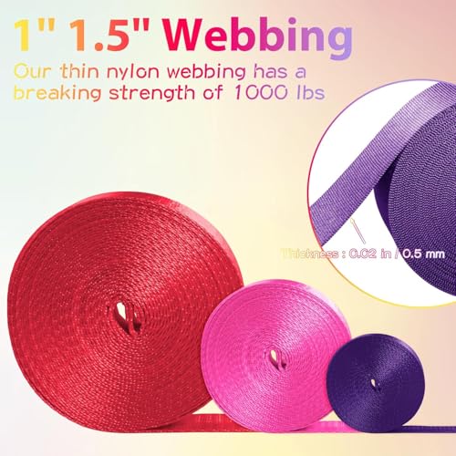 1 Inch Nylon Webbing Strap - Rose Pink, 3.3 Yards