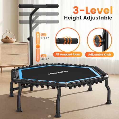 Foldable 50" Rebounder Trampoline for Adults - Black/Blue