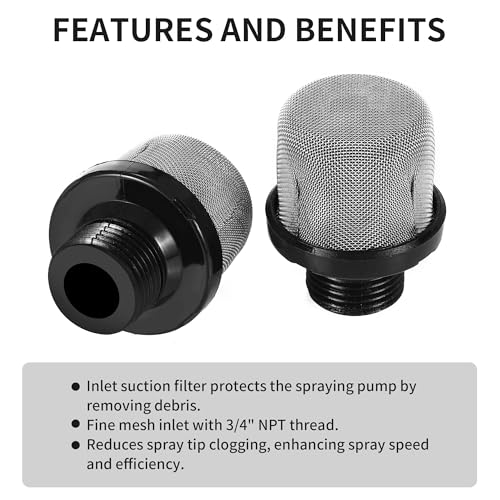 2 Pack 288716 Airless Paint Sprayer Inlet Suction Strainer, 3/4 Inch Thread, Compatible with Magnum X5 LTS15 X7 LTS17 ProX7 ProX17 ProX9 ProX19, Replaces 243-082, 243082, 195697