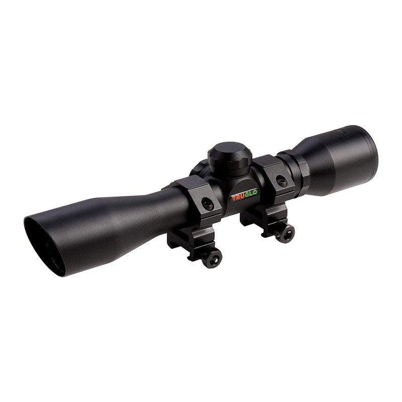 TRUGLO 4x32mm Compact Crossbow Scope with Scope Rings Included| BDC/Rangefinder, Black