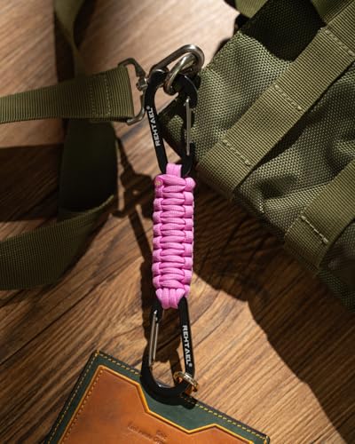 Braided Paracord Carabiner Keychain Lanyard - 2 Pack, Light Pink