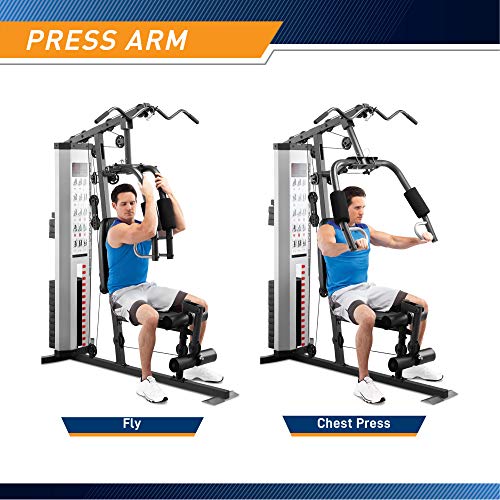 Multifunctional Home Gym with 150 lbs Weight Stack - Grey