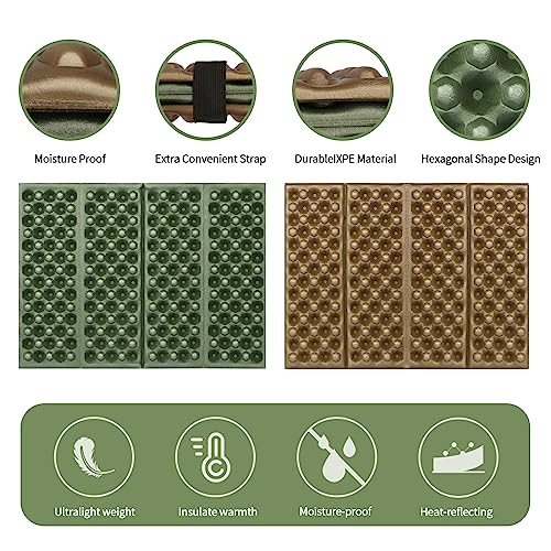 Foldable Stadium Seat Cushion - Army Green Foam Pad for Camping