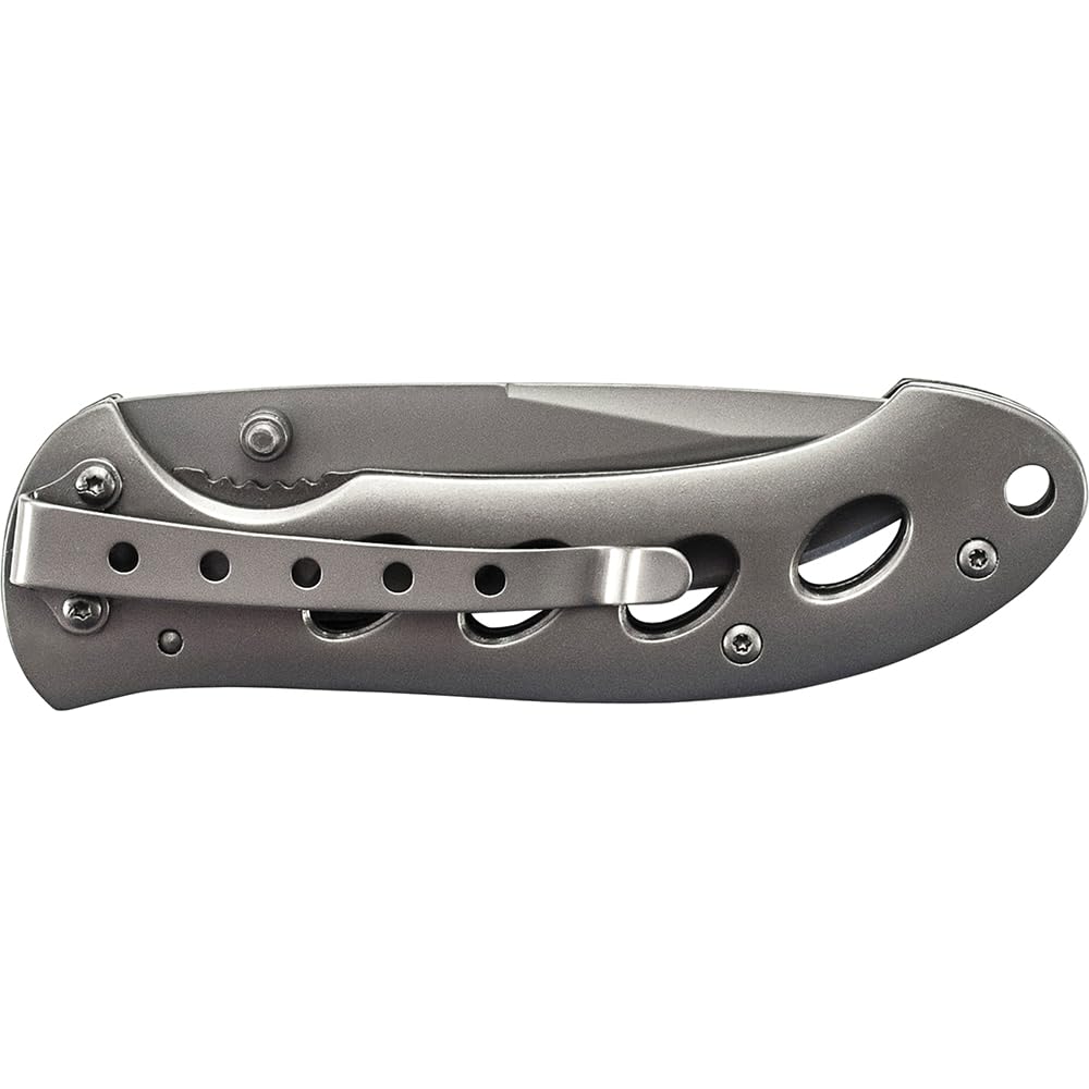 Smith & Wesson Oasis SW423B 7.5in S.S. Folding Knife with a 3.2in Serrated Drop Point Blade and Titanium Coated Handle for Outdoor, Tactical, Survival and EDC