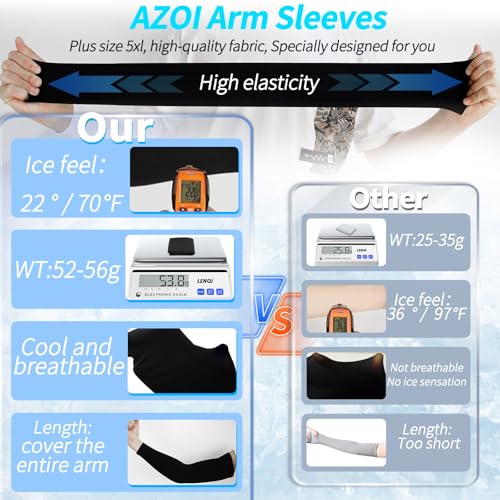 Cooling UV Sun Protection Arm Sleeves - UPF 50+ Compression - Black, 2 Pairs
