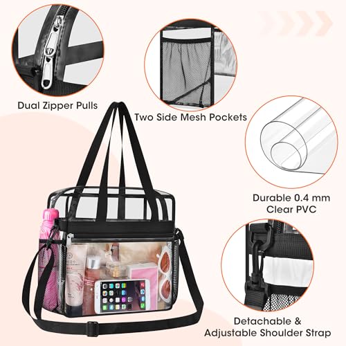 Clear Tote Bag - Stadium Approved 12x6x12 for Work & Sports