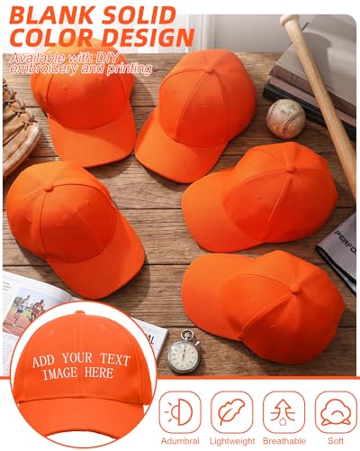 Handepo 24 Bulk Orange Baseball Caps Adjustable – 24 Pack