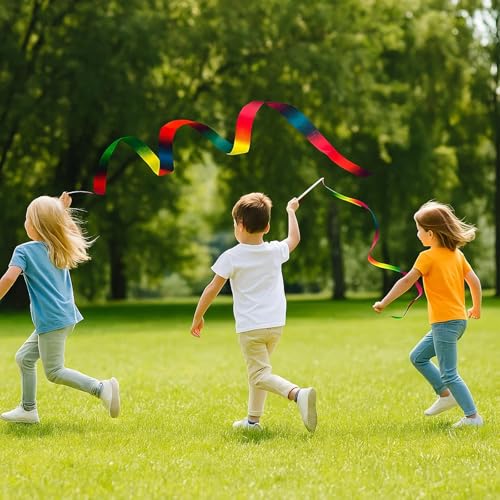 2 Pack Rainbow Gymnastics Ribbons - 78.7” Dance Streamers