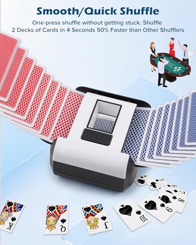 OUFUYU Multicolor 1-2 Deck Card Shuffler with Auto & Manual Modes, Rechargeable USB