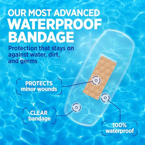 Clear Waterproof Adhesive Bandages, 60 Count - Sterile Wound Care