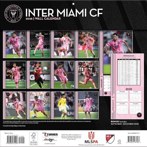 Inter Miami CF 2026 Team Wall Calendar - 12x12 with Bonus Pages