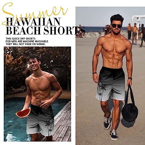 Men's Hawaiian Swim Trunks with Quick Dry Mesh Lining - 8 Inch Inseam