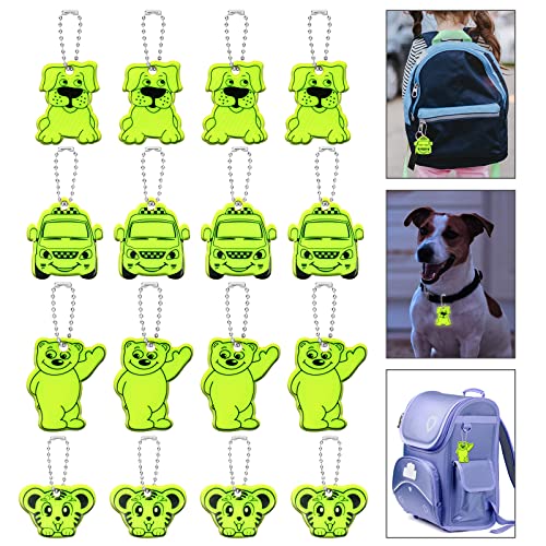 16pcs Waterproof Safety Reflector Pendant Set for Bags & Bikes - Pets