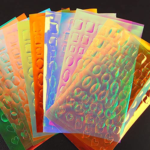 SILPECWEE Multicolor Aurora Nail Foil Stickers 11 Sheets Holographic 3D Nail Art