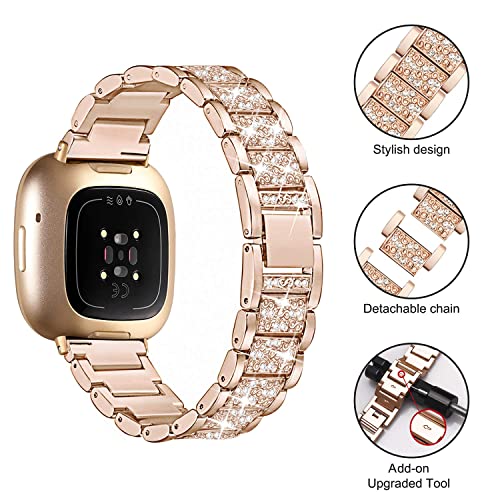 Rose Gold Bling Watch Band for Fitbit Versa 4 / Sense 2 - TUV PLNT