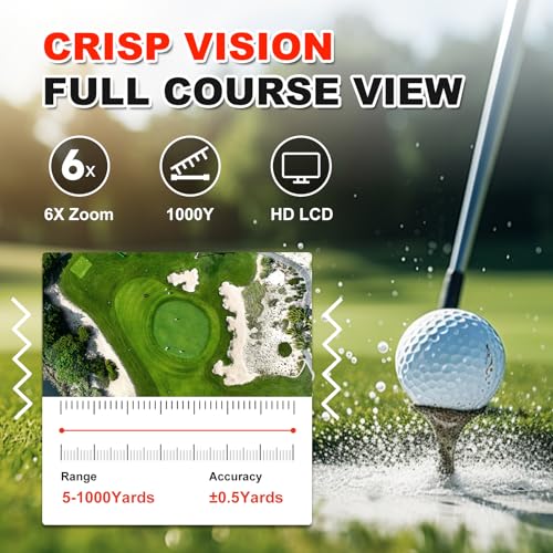 Flagfront Golf Rangefinder with Slope & Magnet, 1000Y Distance, 6X Zoom