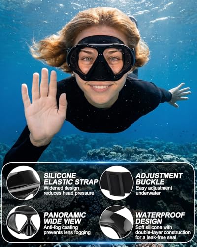 Aegend Swim Goggles with Nose Cover for Adults, Tempered Glass Mask