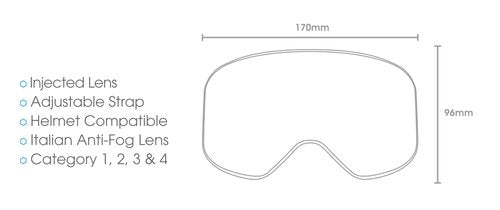 CARVE Frother Snow Goggles, Matte White/Gray Silver Mirror Lens, Cylindrical Anti-Fog Ski & Snowboard Goggles, Helmet Compatible