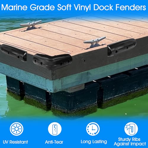 JYINCPED 10x10 Inch Dock Corner Bumpers - 2 Pack Black Marine Fender Guard