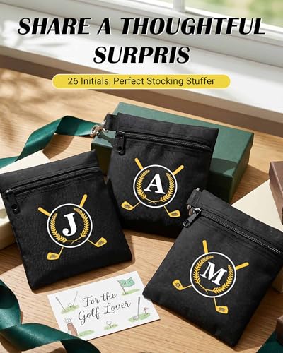Personalized Golf Tee Bag - Initial-J Golf Utility Pouch