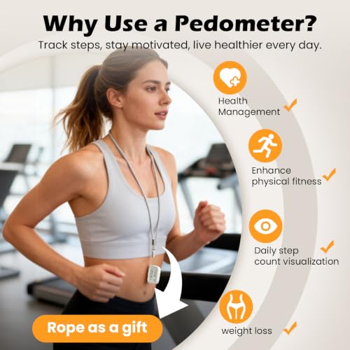 Accurate 3D Pedometer with Lanyard - Off-White Fitness Tracker