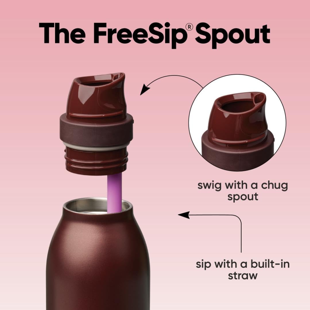 Owala FreeSip Insulated Stainless Steel Water Bottle - 24 oz, BPA-Free, Black Cherry | Perfect for Sports & Travel