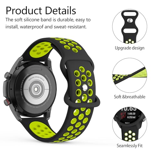 20mm Soft Silicone Replacement Sport Band for Amazfit - Black/Green