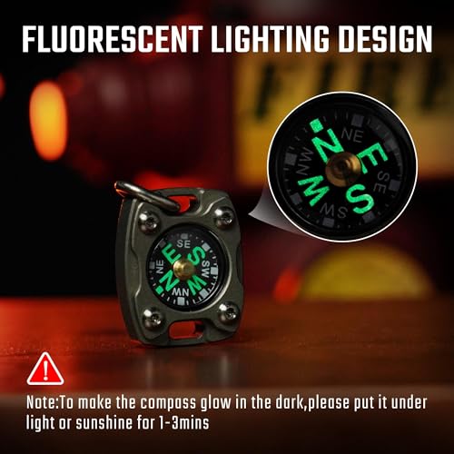 MecArmy CMP2-Titanium Mini Compass Waterproof Keychain & Necklace Gift