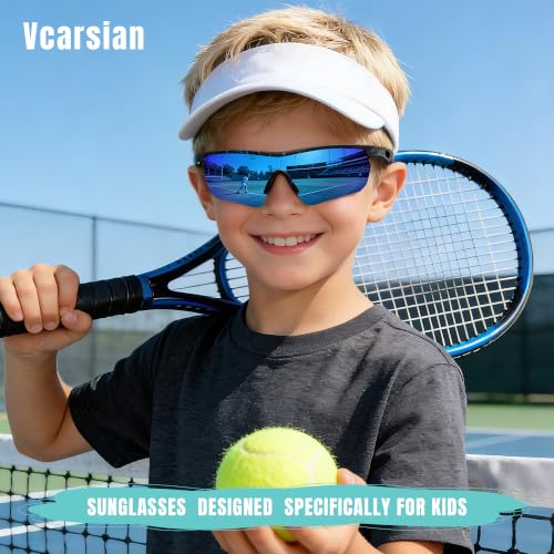 Kids Polarized Sports Sunglasses Blue Dots - Vcarsian Youth Baseball & Softball Eyewear