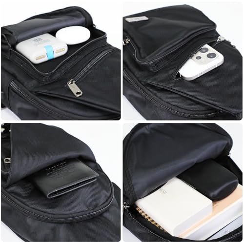 AMJ Large Black Crossbody Sling Bag for Men & Women Casual Travel Backpack