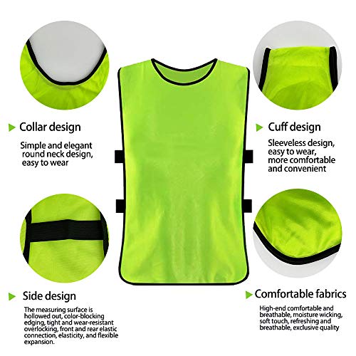 12 Pack Soccer Training Pinnies Vests for Youth & Adults