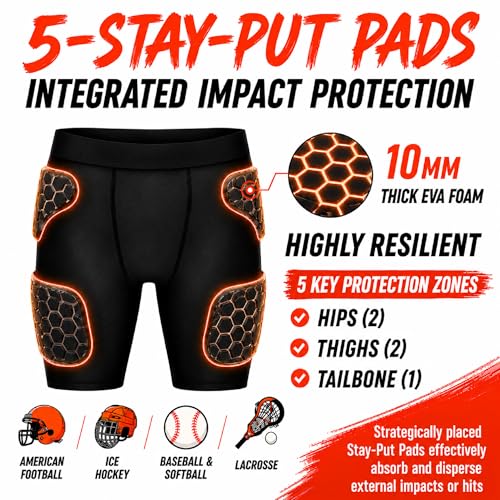 Diamemon Youth Football Girdle with 5 Pads - Black Small