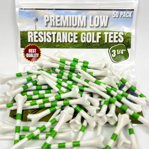 3 1/4 Inch Plastic Golf Tees - Unbreakable, Durable, 50 Pack