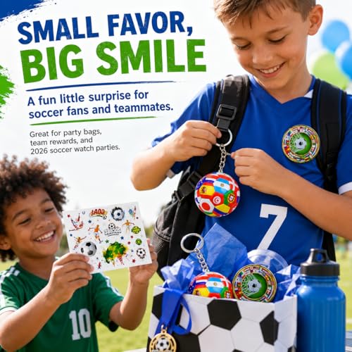 Soccer Keychain Gift Set with Pin and Tattoos for Fans