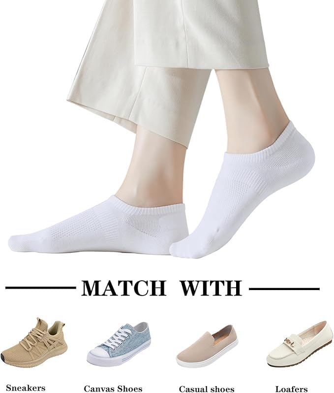 ACCFOD No Show Socks for Women - Cotton Thin Low Cut Non-Slip Invisible Liner - 6 Pairs