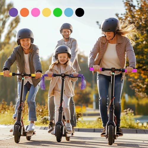 Non-Slip Rubber Bike Handle Grips with Tassel Streamers - Orange