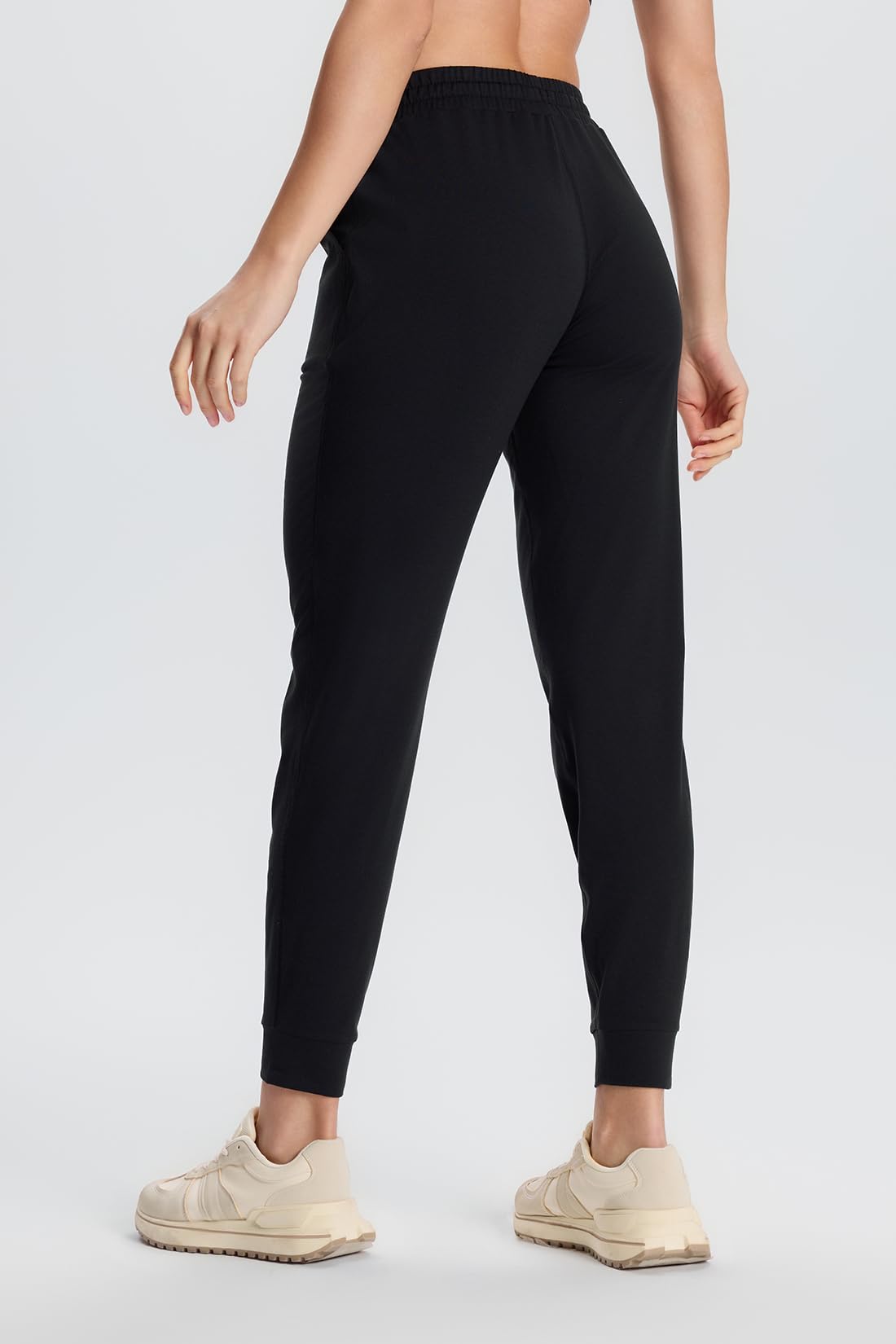 Yogipace Petite Women's Ultra-Soft Jogger Sweatpants with Pockets, Athletic Gym Pants for Lounge, Travel, Yoga,25",Black,Size M