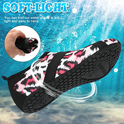 Water Shoes for Men & Women - Quick Dry Aqua Socks - Pink Pattern 10-11 Women/9-10 Men