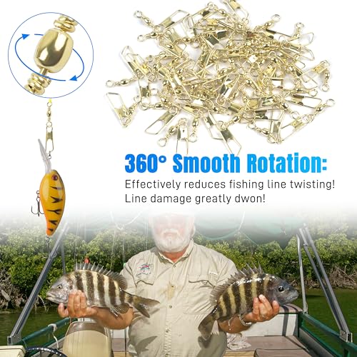 Fishing Barrel Swivels with Snaps - 60pcs High Strength Tackle
